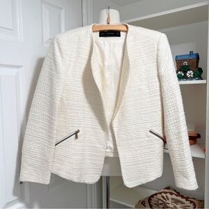 ZARA Cream Tweed Blazer with Zippered Pockets ✨